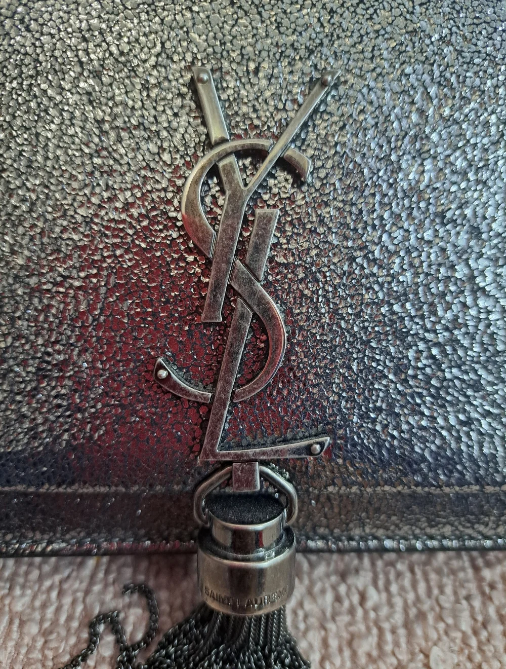 Yves Saint Laurent Silver Metallic Tassel Wallet Clutch - Picture 4 of 11
